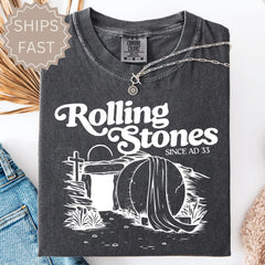Comfort Color Shirts, Rolling Stones Gift for Her, Retro Christian Gifts, Bible Verse Her Gifts, Easter Religious Trendy Shirt Tees