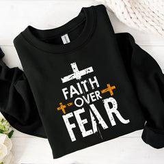 FAITH OVER FEAR shirt, Retro Christian apparel, Mental Health Shirt, Inspirational Quotes shirt