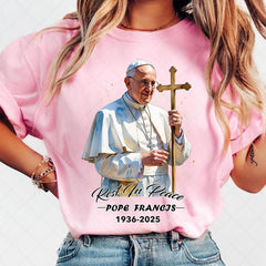 Rest In Peace Pope Francis shirt - 1936-2025, Pope Tribute apparel with Cross, Religious shirt, Catholic apparel, Pope Memorial shirt