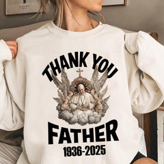 Thank You Father Pope Francis shirt, Memorial Tribute Tee 1936-2025, Catholic Christian Gift, Vatican Angel Art, RIP Pope Francis shirt