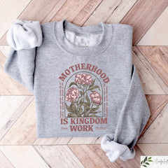 Retro Comfort Mom Tshirt, Motherhood Is Kingdom Work Shirt, Mothers Day Sweatshirt, Christian Mom Gift, Religious Mom Tee, Mother Day Outfit