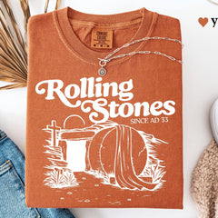 Comfort Color Shirts, Rolling Stones Gift for Her, Retro Christian Gifts, Bible Verse Her Gifts, Easter Religious Trendy Shirt Tees