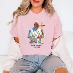 Rest In Peace Pope Francis Sh?rt Pope 1936-2025 Tee Pope Tribute with Cross Long Sleeve Religious Sweater Catholic Shirt