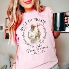 RIP Pope Francis shirt - 1936-2025, Rest In Peace Pope Tribute shirt, Black and White Pope Graphic, Catholic apparel, Pope Memorial shirt