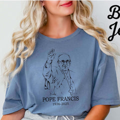 Comfort Colors� RIP Pope Francis Shirt, Pray For Pope Francis, Memorial Tribute 1936-2025, Vatican Catholic Shirt, Religious Christian Shirt