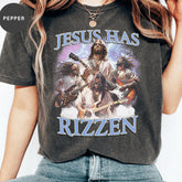 Vintage Jesus Has Rizzen Comfort Color T-Shirt, Retro Jesus Graphic Shirt, Funny Y2K Christian Rocker Tee, He Is Rizzen, Easter Meme Shirt