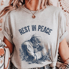 Rest in Peace Pope Francis T-Shirt � Memorial Catholic Shirt � Tribute Christian Tee � Prayer Graphic Vintage Sketch