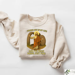 Jesus Coming Out Of My Cave And I've Been Doing Just Fine T-shirt, Christian Rolling Stones Sweatshirt, Faith Based Shirt, Jesus Lover Gift