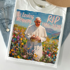 RIP Pope Francis shirt- 1936 2025 - God Bless Pope Francis shirt, In Loving Memory shirt Watercolor shirt
