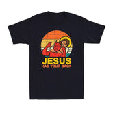 Jesus Has Your Back Funny Jiu Jitsu Retro Christian Vintage Men s T-Shirt, full size Sweatshirt, Hoodie, Comfort Colors