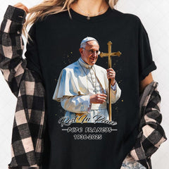 Rest In Peace Pope Francis shirt - 1936-2025, Pope Tribute apparel with Cross, Religious shirt, Catholic apparel, Pope Memorial shirt