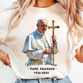 Rest In Peace Pope Francis shirt - 1936-2025, Pope Tribute apparel with Cross, Religious shirt, Catholic apparel, Pope Memorial shirt