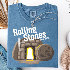 Comfort Colors Rolling Stones T-Shirt, Trendy Easter Clothing, Jesus Christ Shirt, Gift For Christian, Faith-Based Graphic Tee, Gift For Her