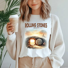 Rolling Stones T-Shirt, Trendy Easter Clothing, Jesus Christ Shirt, Gift For Christian, Faith-Based Graphic Tee, Gift For Her