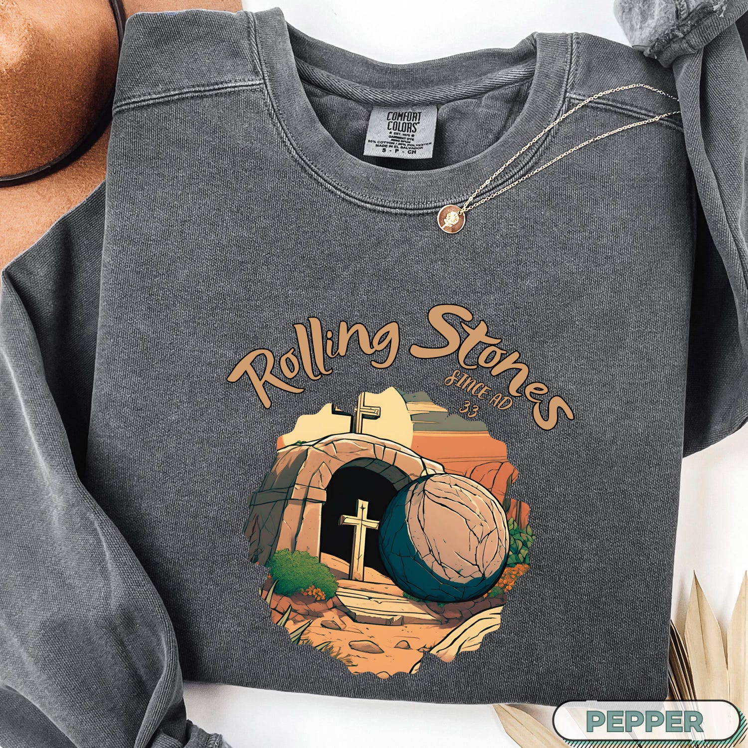 Comfort Colors�Rolling Stones T-Shirt, Trendy Easter Clothing, Jesus Christ Shirt, Gift For Christian, Faith-Based Graphic Tee, Gift For Her