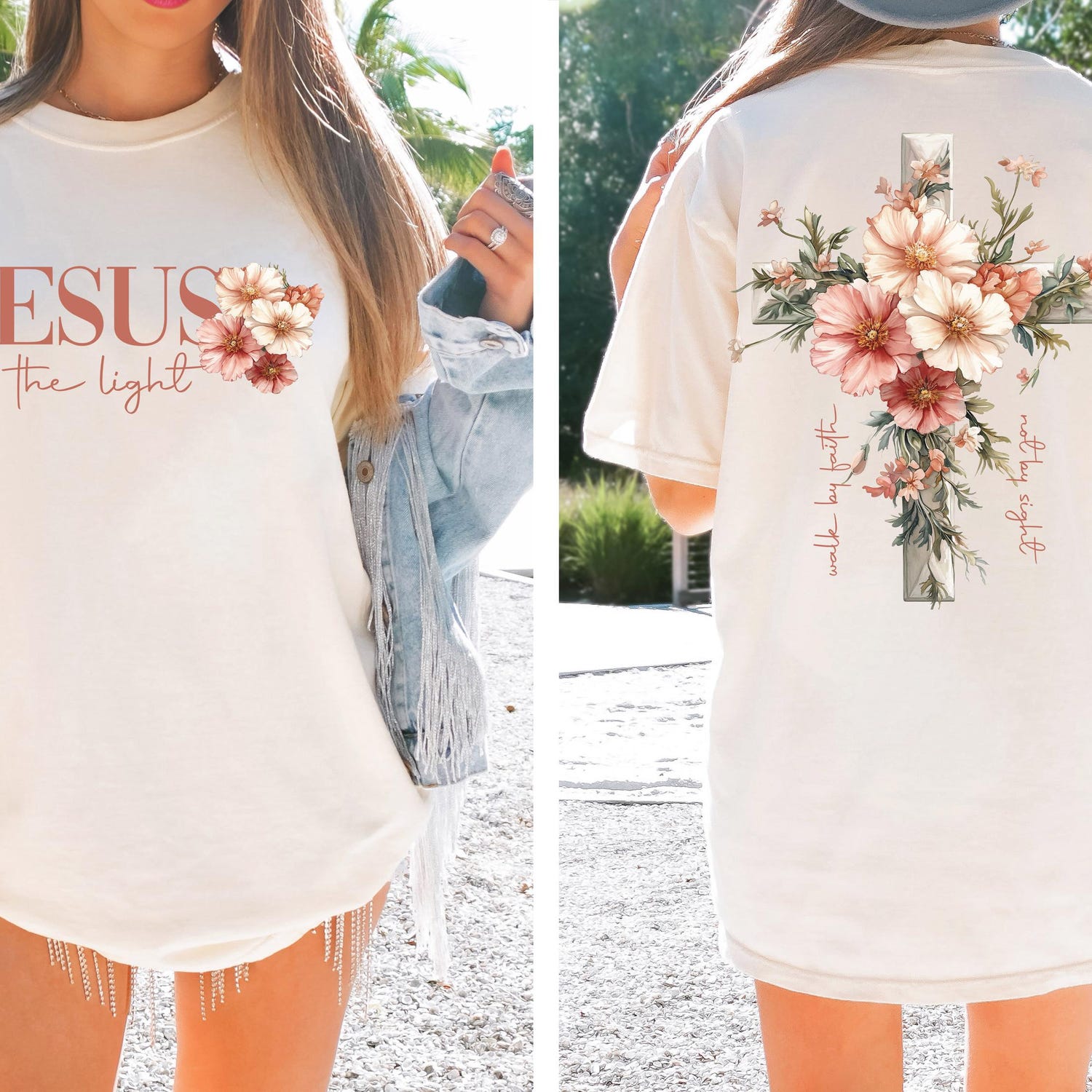 2 sided Jesus is the Light shirt, Floral Christian shirt, Motivational Quotes shirt, Bible Verse shirt, Floral Religious shirt, His Grace is Enough shirt