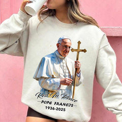 Rest In Peace Pope Francis shirt - 1936-2025, Pope Tribute apparel with Cross, Religious shirt, Catholic apparel, Pope Memorial shirt