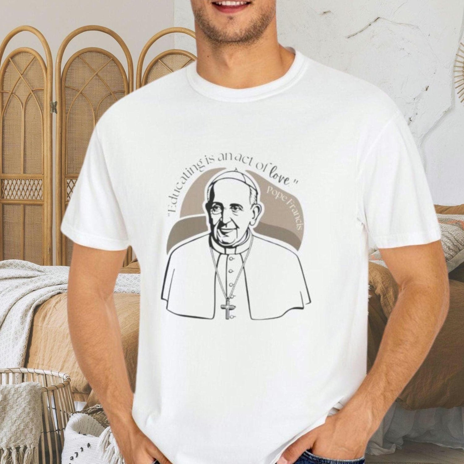 Educating is an act of Love T-shirt, Pope Francis Catholic Tee, Catholic Teacher Gift Shirt, Homeschool Mom gift, Catholic mom shirt