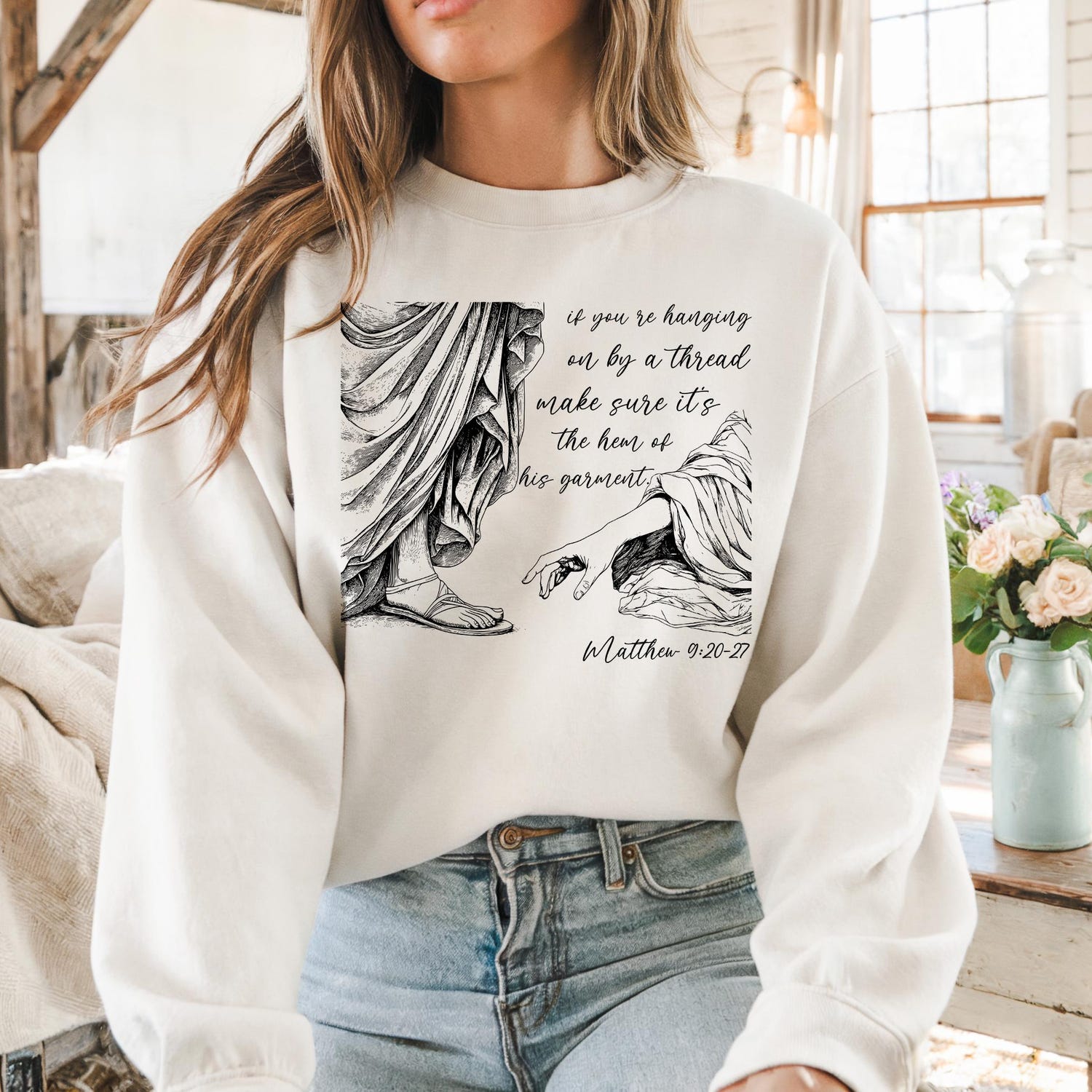 Hem of His garment shirt Trendy Christian shirt Matthew Bible Verse shirt Faith apparel Encouraging Scripture shirt Inspirational