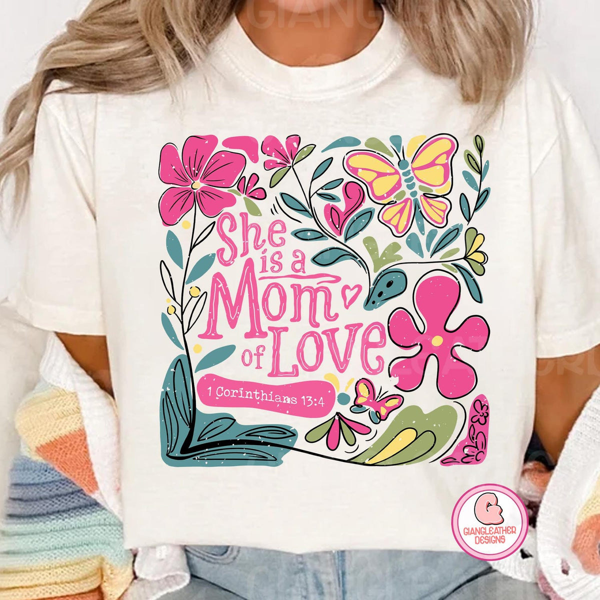 She is a mom of love shirt, botanical flowers mama shirt, mothers day shirt, mama shirt, Bible verse Shirt, Christian Mothers Day shirt, Mama Shirt