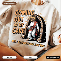 Jesus Coming Out Of My Cave shirt, Funny Christian Easter shirt, Rolling Stones Resurrection Meme, Easter apparel shirt