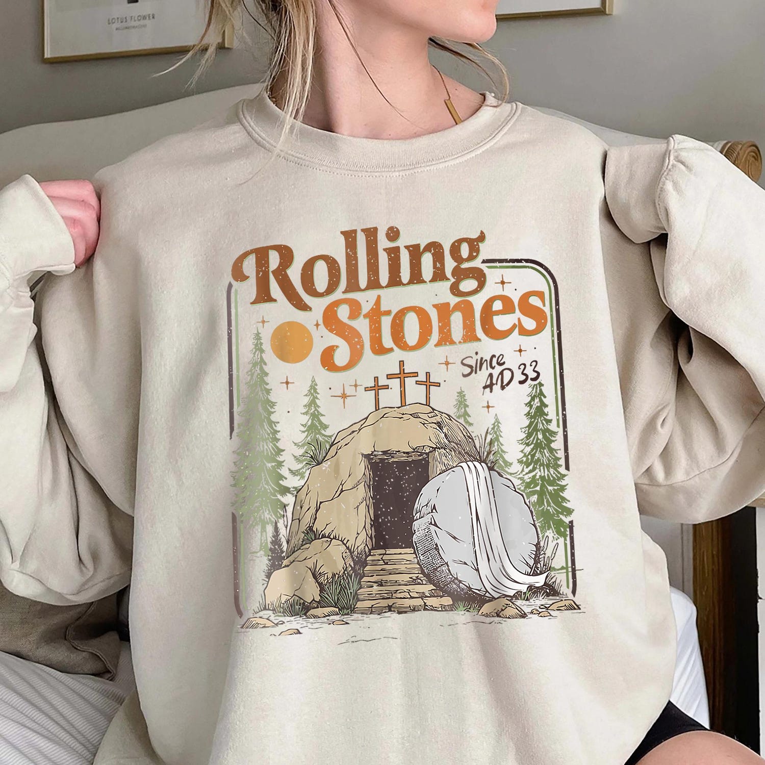 Christian Easter Rolling Stones Shirt, Retro Easter Christian Jesus Shirt, Retro Since AD 33 Shirt, Jesus Christian Tee, He is Risen Shirt