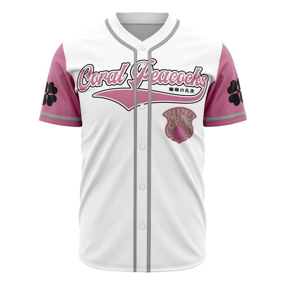 Coral Peacocks Black Clover Baseball Jersey