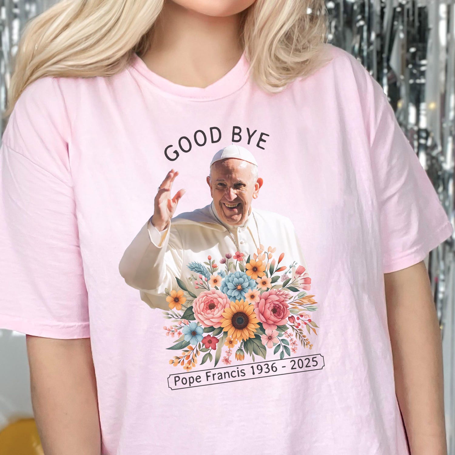 Comfort Colors Good Bye Pope Francis Shirt, Vatican Catholic Tee, Religious Gift, God Bless Pope Francis T Shirt, Catholic Memorial Tees