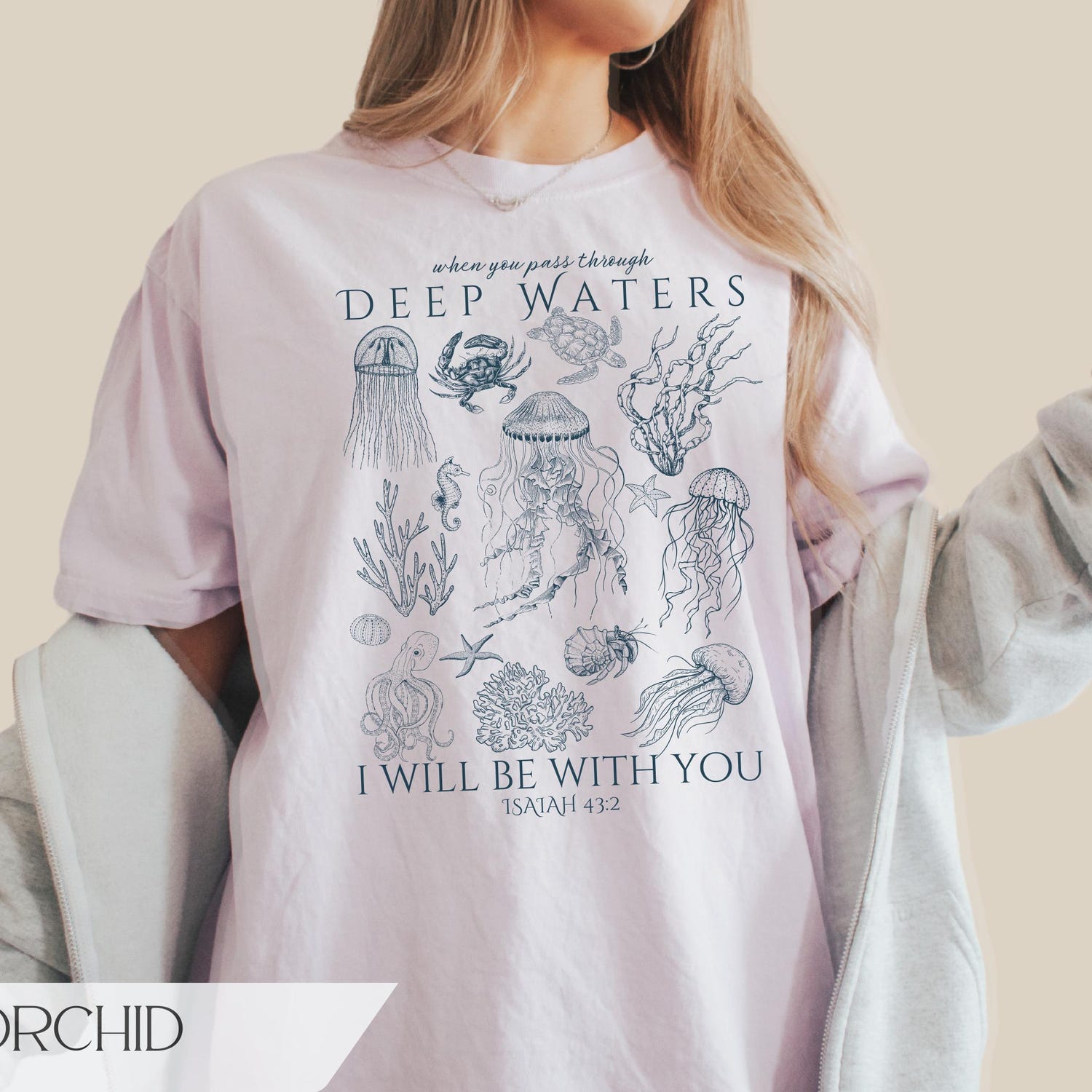 Christian Ocean Animal Shirt, Coastal Sea Life Tshirt, Trendy Beachy Oversized Scripture Tee, Jesus Bible Verse Shirt, Faith Apparel Gift