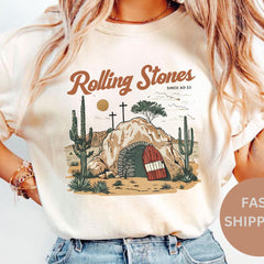 Comfort Colors� Rolling Stones Shirt, Trendy Easter Clothing, Jesus Christ Shirt, Gift For Christian, Faith-Based Graphic Tee, Easter Gift