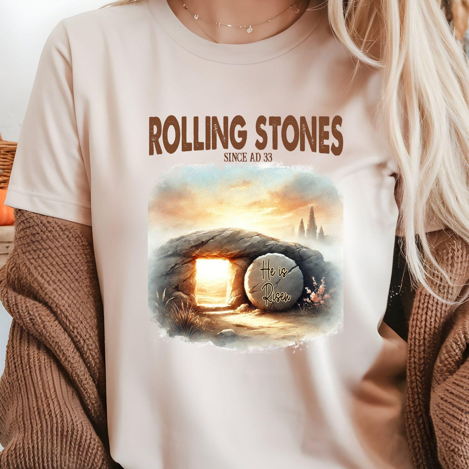Rolling Stones T-Shirt, Trendy Easter Clothing, Jesus Christ Shirt, Gift For Christian, Faith-Based Graphic Tee, Gift For Her
