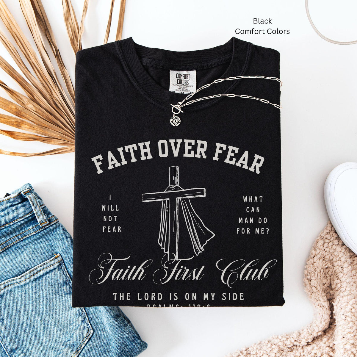 Faith Over Fear Club T-Shirt Unisex Christian Tee Religious Shirt for Him Church Tee Inspirational Shirt Fathers Day Mothers Comfort Colors