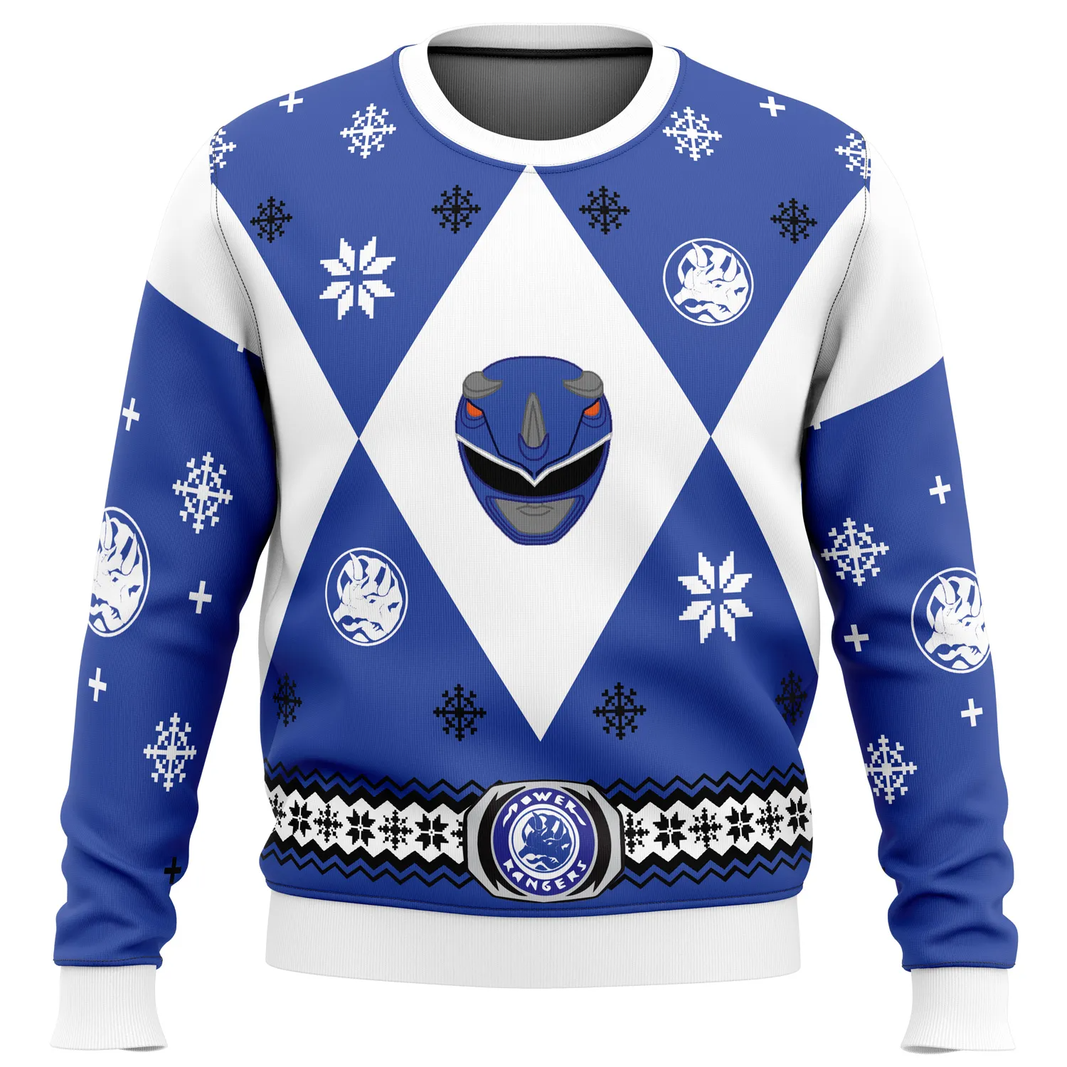 Mighty Morphin Power Rangers Blue Ugly Christmas Sweater 1