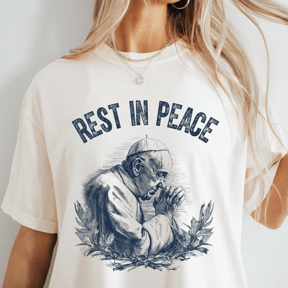 Rest in Peace Pope Francis T-Shirt � Memorial Catholic Shirt � Tribute Christian Tee � Prayer Graphic Vintage Sketch