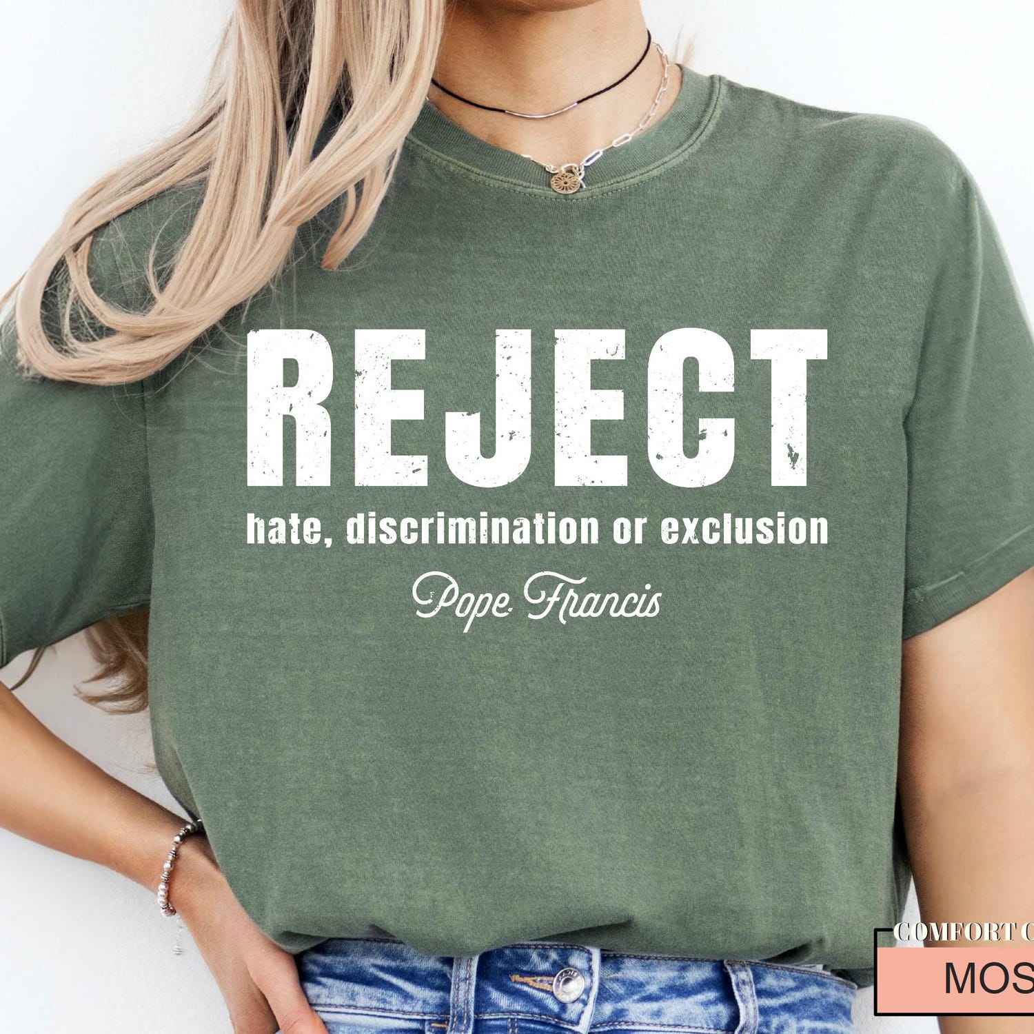 Pope Francis Shirt, 1656 - Reject Hate, Discrimination or Exclusion, Pray For Pope Francis, Vatican Pope Francis Catholic Shirt