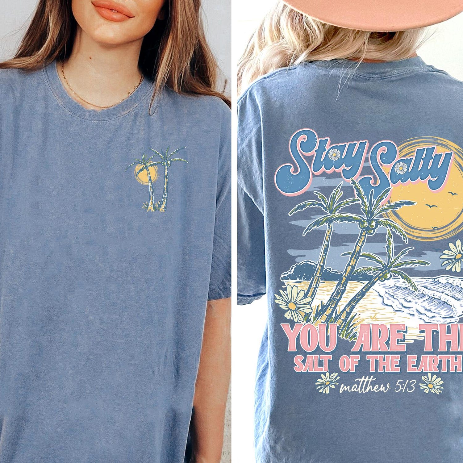 2 sided Stay Salty Christian shirt, Bible Verse shirt, Religious shirt, Christian T-shirt, Christian Apparel shirt, Salt of the Earth shirt, Christian Gift shirt