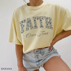 Faith Over Fear Comfort Colors Christian Crewneck Christian Shirt Christian Streetwear Bible Verse Shirt Christian Merch Faith Based Shirt