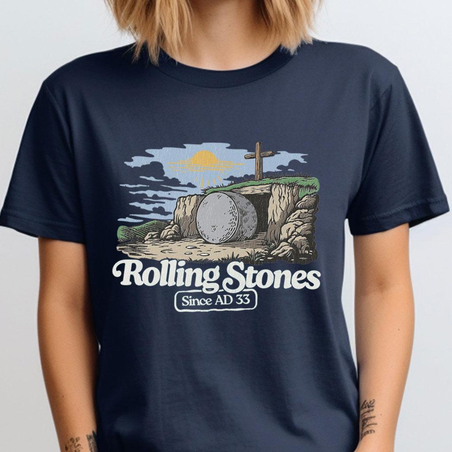 Rolling Stones Shirt, Trendy Easter Clothing, Retro Christian Gifts, Bible Verse Her Gifts, Easter Religious Trendy Shirt Tees