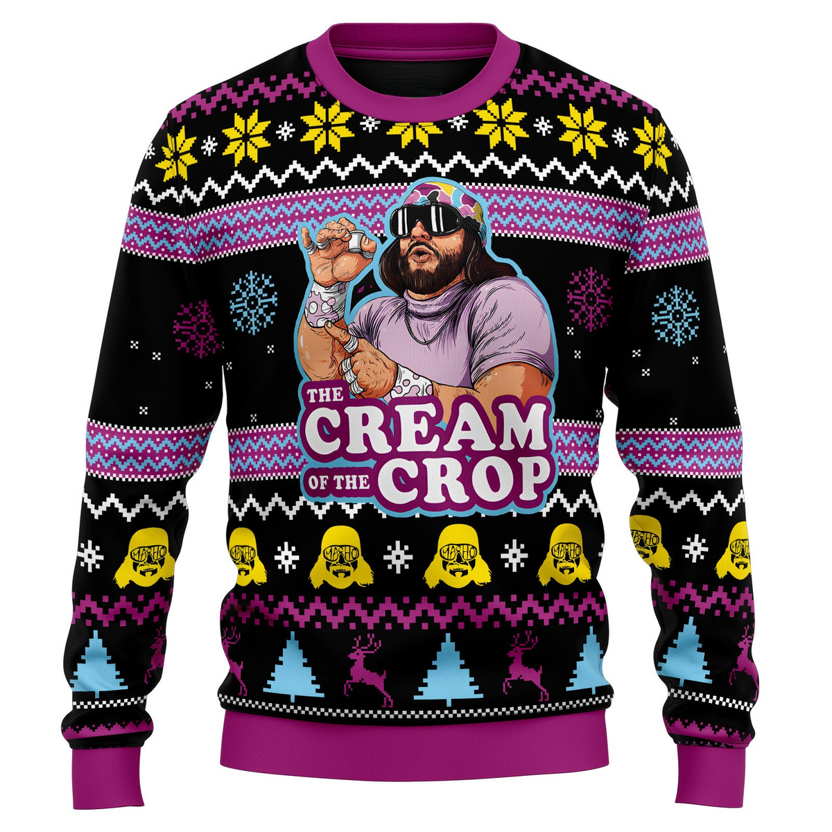 Macho Man The Cream of the Crop Pro Wrestling v2 Ugly Christmas Sweater