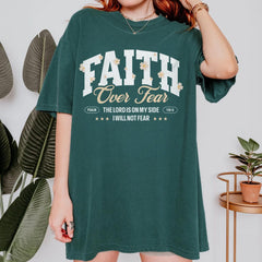 Comfort Colors Faith Over Fear Christian Crewneck Christian Shirt Christian Streetwear Bible Verse Shirt Christian Merch Faith Based Shirt
