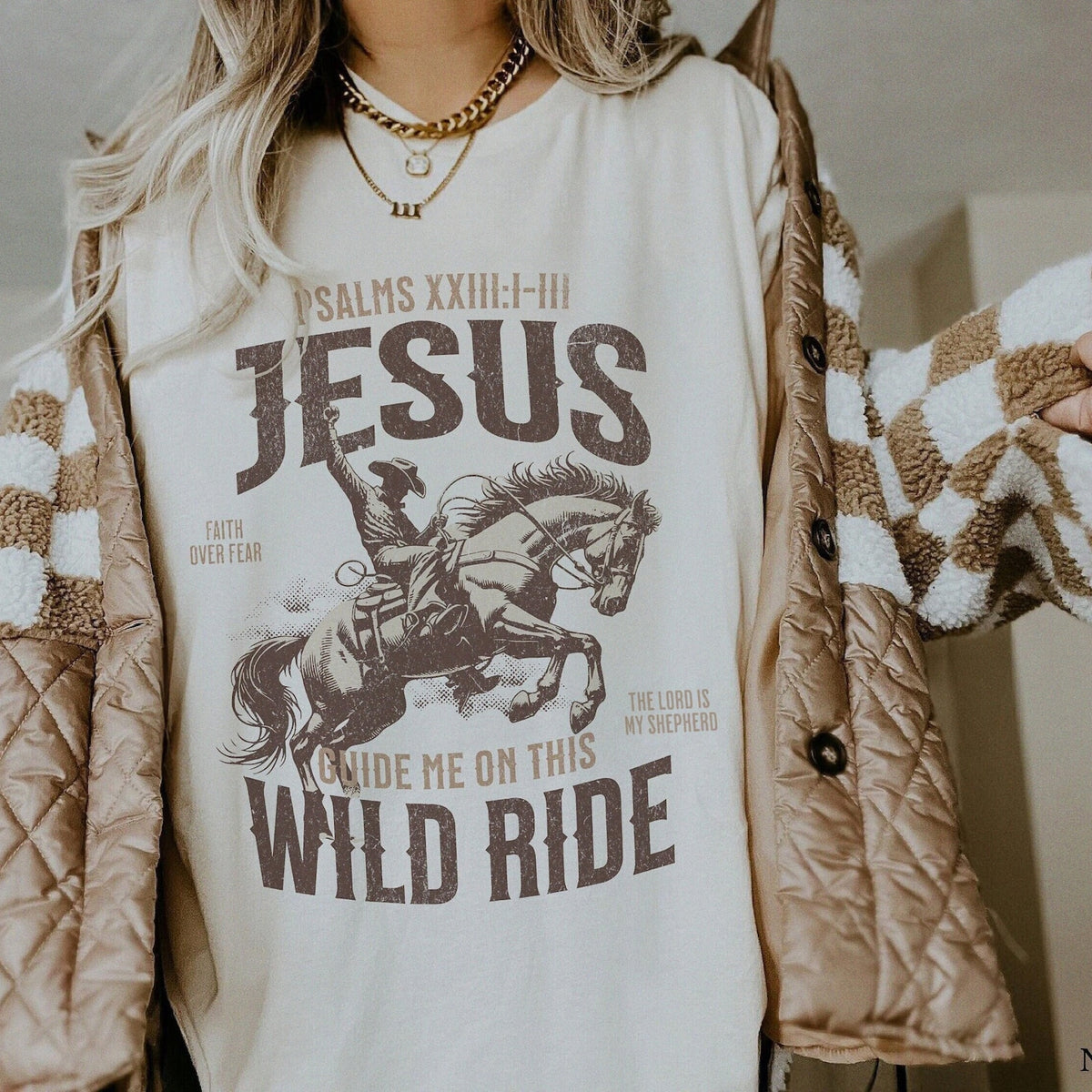 Western Christian Christian Shirt Psalm 23 Faith Over Fear Coastal Cowgirl Christian Merch Christian Crewneck Coastal Cowgirl Shirt