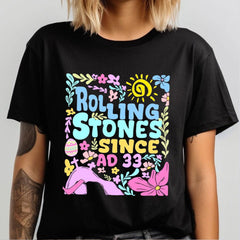 Flower Christian Easter Rolling Stones Shirt, Retro Easter Christian Jesus Shirt, Retro Since AD 33 Shirt, He is Risen Shirt