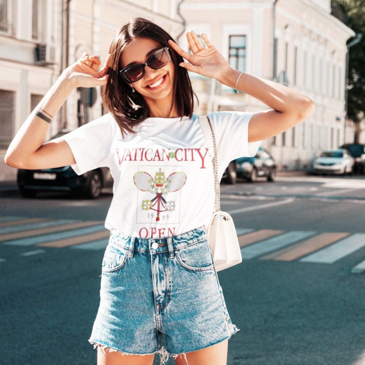 Vatican City Open, Catholic, Unisex T-shirt, Tee, Tennis, Rome, Italy, Church, Traditional, Preppy, Yuppie, Saintwave,