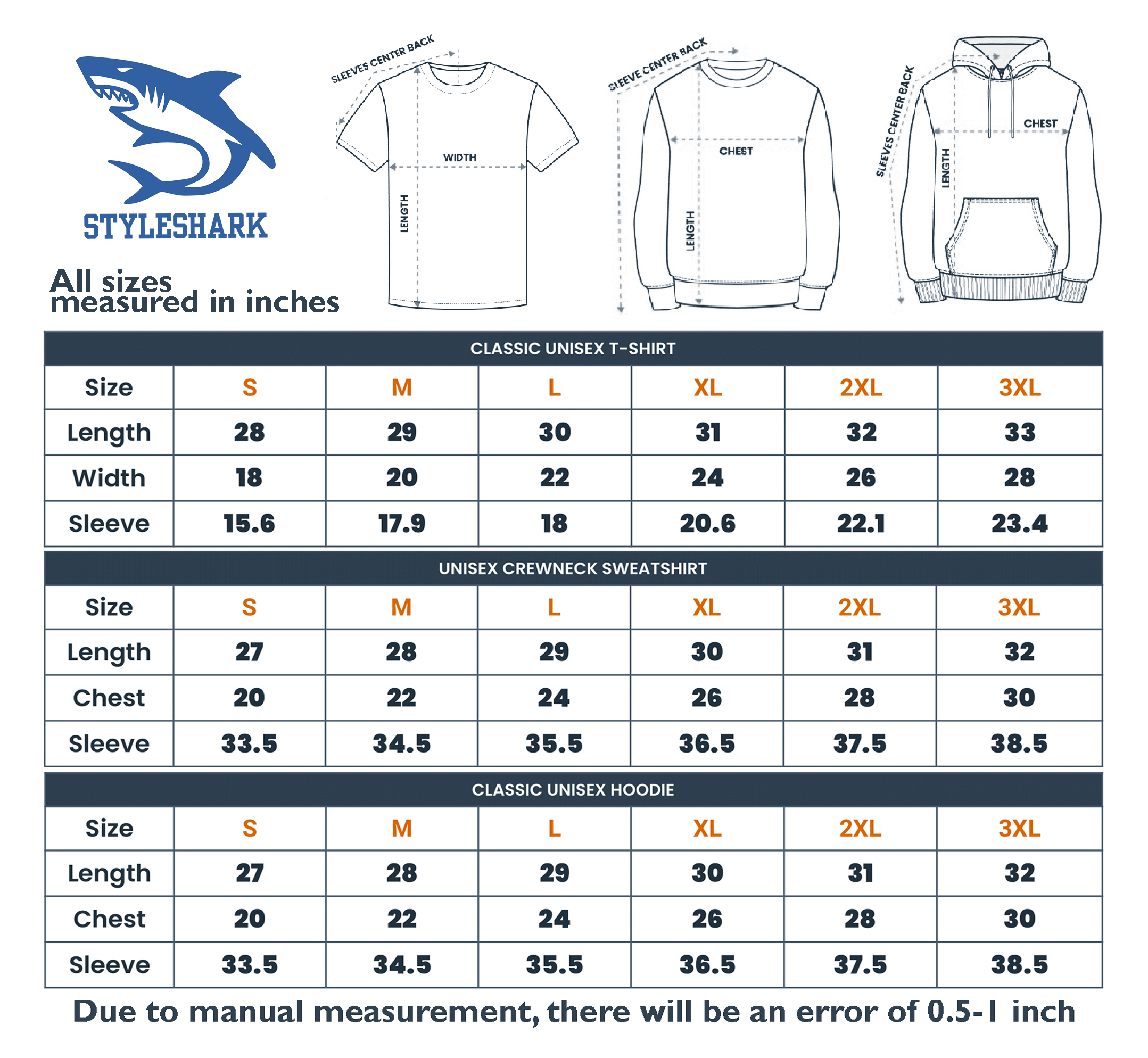 a size guide for a hoodie with measurements