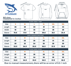 a size guide for a hoodie with measurements