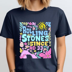 Flower Christian Easter Rolling Stones Shirt, Retro Easter Christian Jesus Shirt, Retro Since AD 33 Shirt, He is Risen Shirt