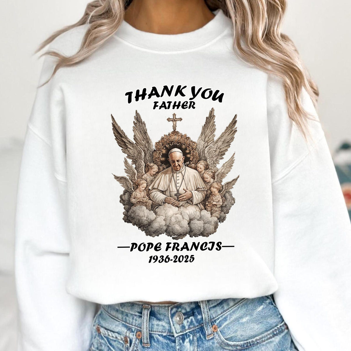 Thank You Father - Pope Francis Memorial shirt, Pope Francis Tribute 1936-2025, Religious Rip Pope shirt