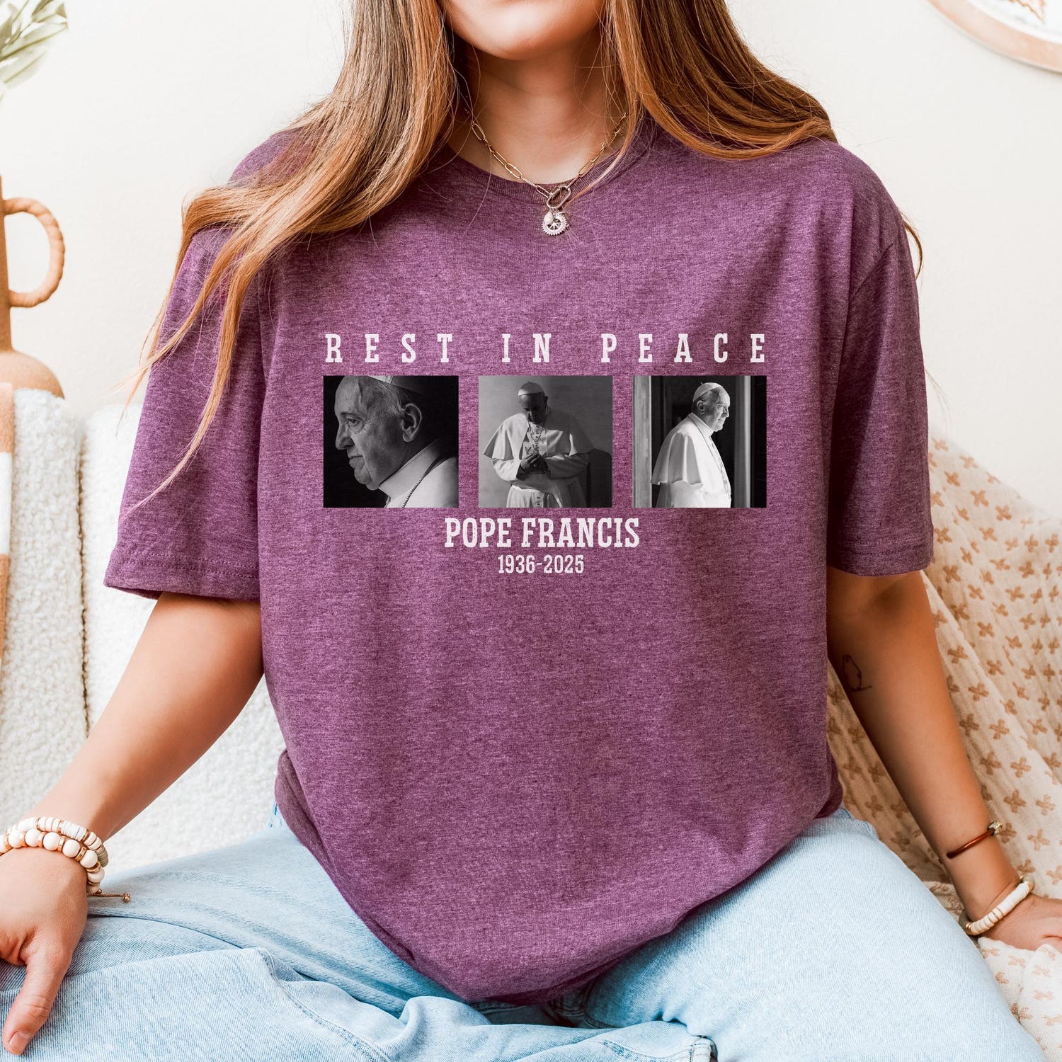 Rest In Peace Pope Francis Shirt, In Loving Memory Tee, RIP Pope Tee, Catholic Commemorative Top, Rest In Peace Pope Francis