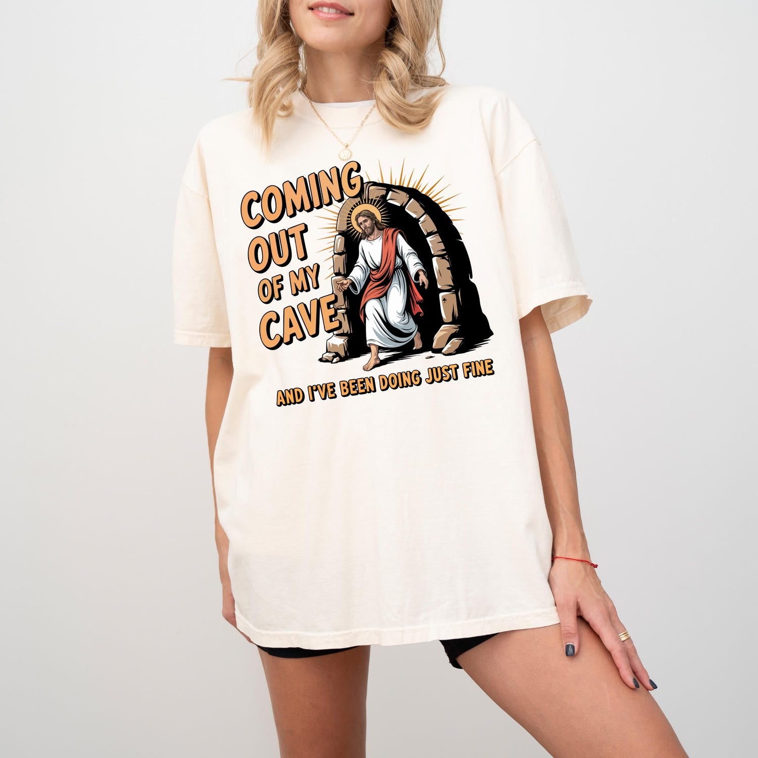 Jesus Coming Out Of My Cave shirt, Funny Christian Easter shirt, Rolling Stones Resurrection Meme, Easter apparel shirt
