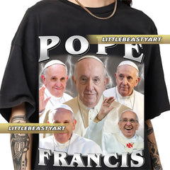 Pope Francis retro 90s style vintage Rap Tee shirt